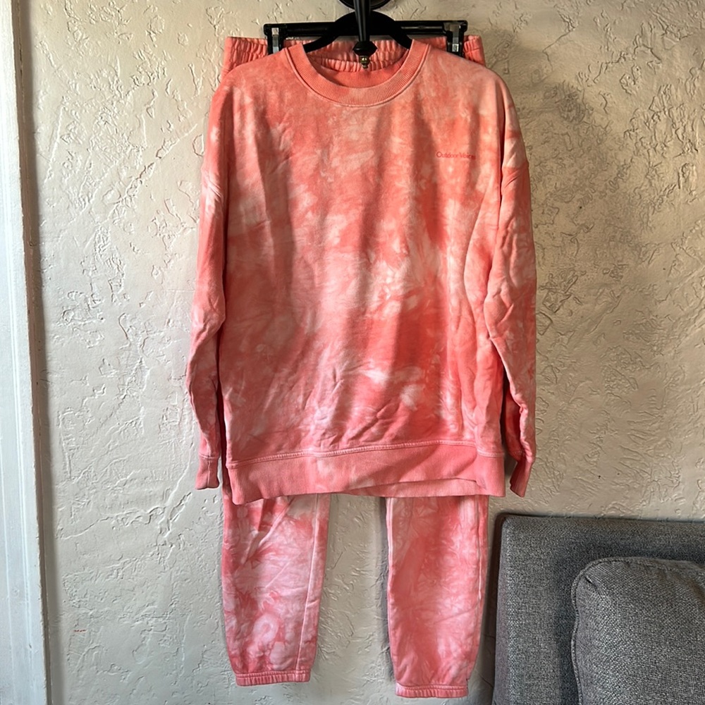 Outdoor Voices Tie Dye Cotton Terry Sweater Set